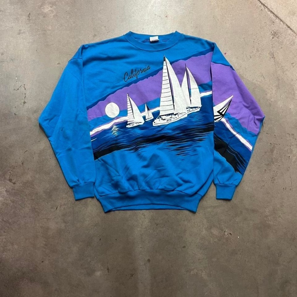 vintage usa‎ made blue 1990 California Oversized crewneck size Xl